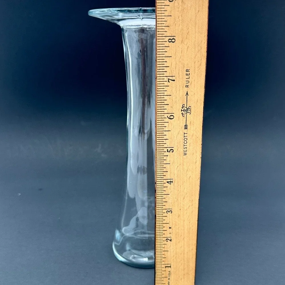 Glass Bud Vase 8.5 Inch Clear Trumpet Flared Rim Centerpiece